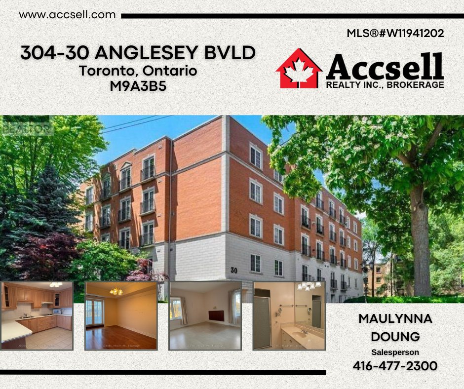 AccsellRealty's tweet photo. 304 - 30 ANGLESEY BOULEVARD
TORONTO, ON   M9A3B5
MLS® #W11941202

Asking: $989,000

2 BEDS/2 BATHS

This large, spacious unit offers tremendous potential and is brimming with opportunity in a prime Etobicoke location. Click here for more info https://t.co/Xcw7De9l93
#homebuyers https://t.co/JR39SLUcj2