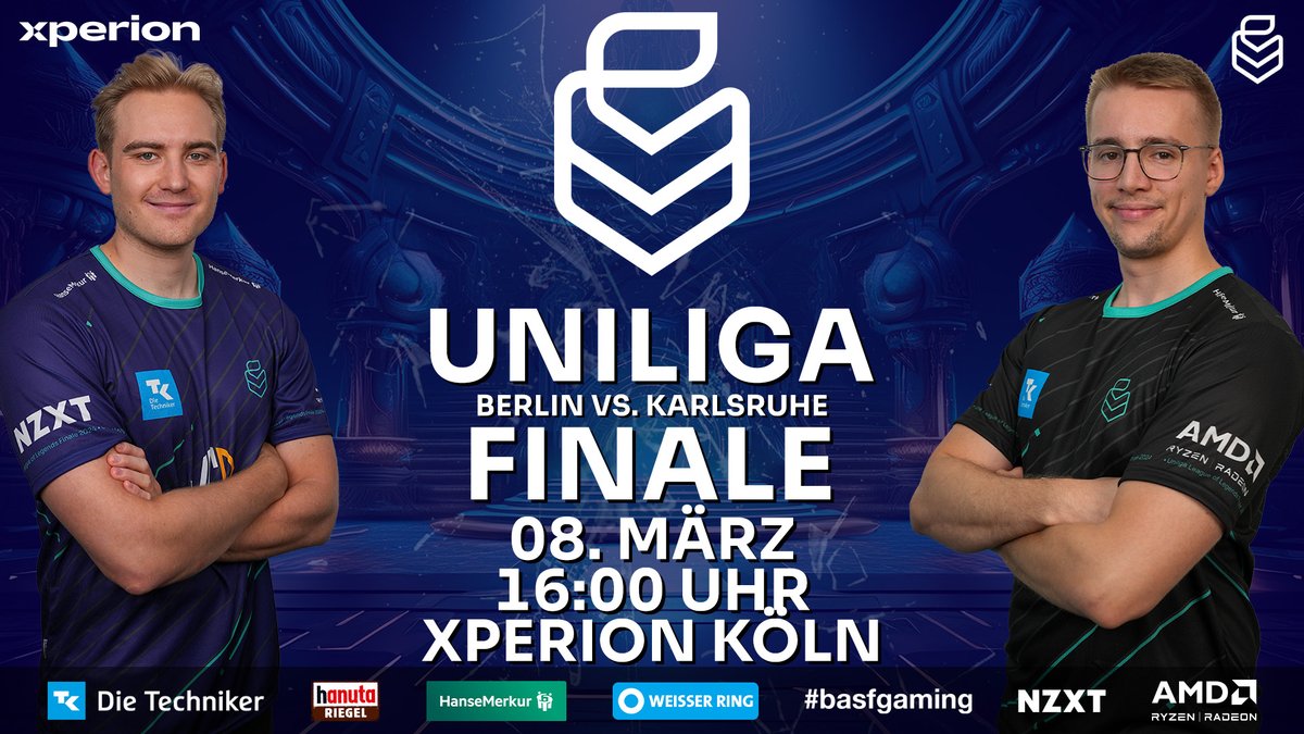 Uniliga (@uniligagg) on Twitter photo 🚨LEAGUE OF LEGENDS FINALE🚨
NÄCHSTE WOCHE SAMSTAG findet das #LoL Finale live im <a href="/xperion_germany/">XPERION</a> in Köln statt💥
Wird es der zehnte Titel für das KIT oder der erste für Berlin?🏆️
🕙️16:00 Uhr
📍Xperion Köln
⚔️<a href="/UniEsportBerlin/">University Esports Berlin</a> vs. <a href="/kitscesports/">KIT SC eSports</a> 🚨LEAGUE OF LEGENDS FINALE🚨
NÄCHSTE WOCHE SAMSTAG findet das #LoL Finale live im <a href="/xperion_germany/">XPERION</a> in Köln statt💥
Wird es der zehnte Titel für das KIT oder der erste für Berlin?🏆️
🕙️16:00 Uhr
📍Xperion Köln
⚔️<a href="/UniEsportBerlin/">University Esports Berlin</a> vs. <a href="/kitscesports/">KIT SC eSports</a>