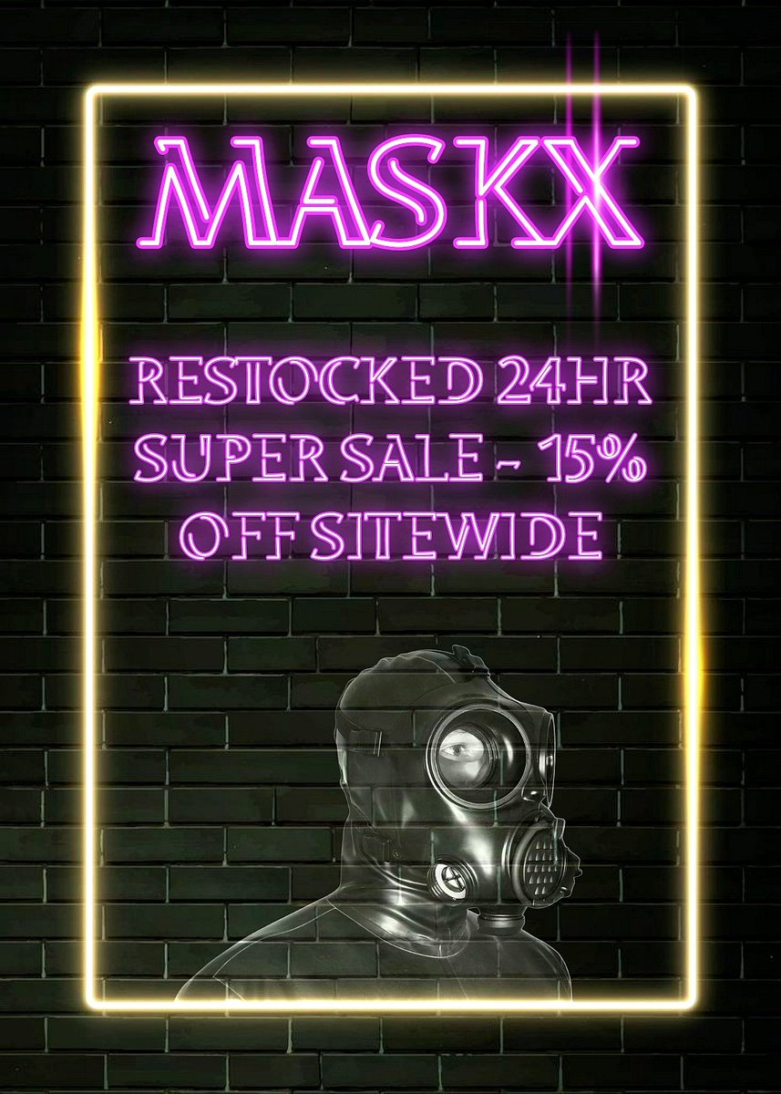 24 HOURS ONLY 😈 Over 14 masks and extremely naughty Breath / Aroma Play Accessories now back in stock. Ends 4PM tomorrow (GMT). Maskx.co.uk #MASKX 🖤