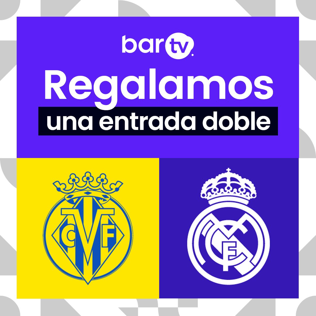 bar_tv's tweet image. 🎁 𝐑𝐄𝐆𝐀𝐋𝐎 | ¿Quieres una entrada doble para el @VillarrealCF 🆚 @realmadrid de la J28?

🖤 Sigue a @bar_tv
 🔄Haz RT

🥇 ¡El lunes anunciamos el ganador!

#TodoPasaEnTuBar