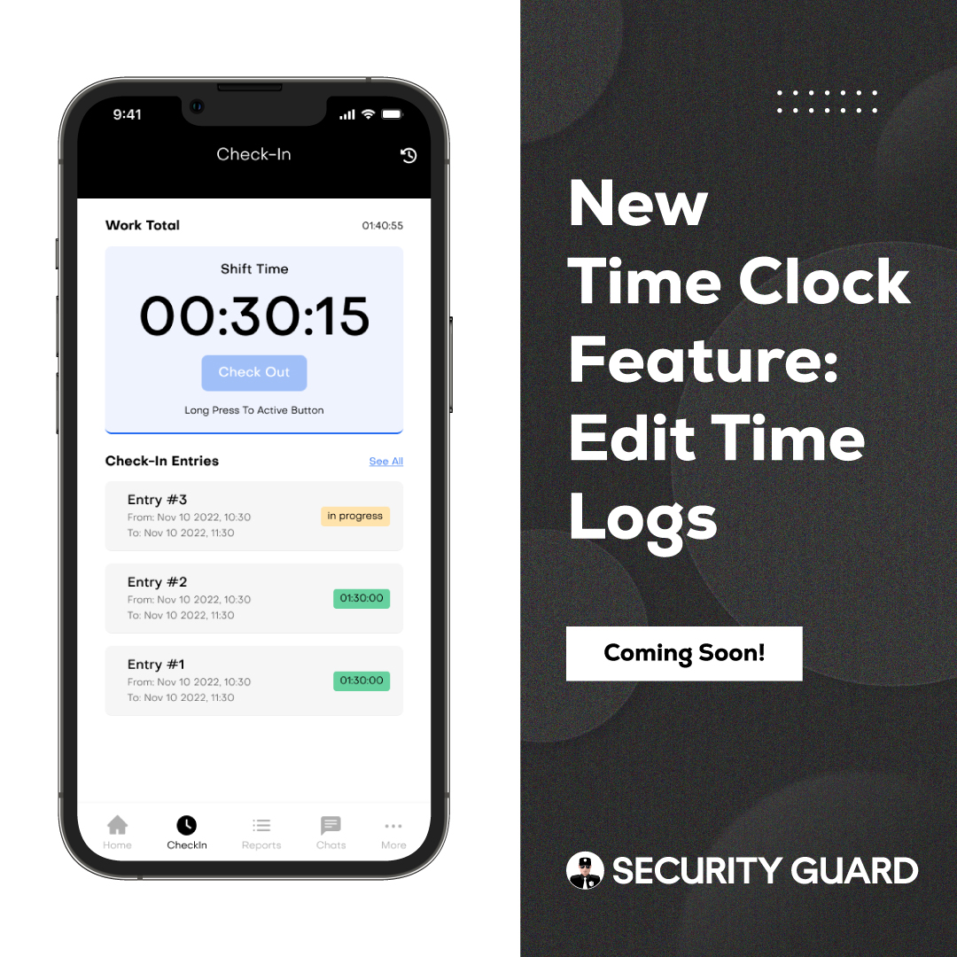guard_app's tweet image. Admins, managers, and supervisors can now edit time log entries easily! 
This new feature will boosts workplace efficiency by allowing quick adjustments to time records. Perfect for managing employee hours and ensuring accurate payroll.
Stay Tuned !

#TimeClock #TimeTracking