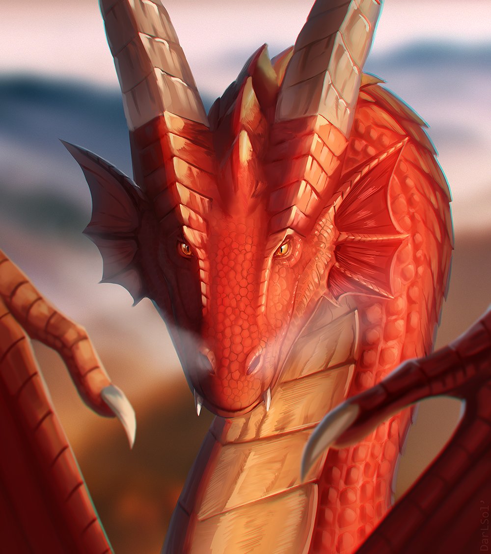 Commissions for Narazkaly  
Fire dragons fascinate with their beauty and danger~ 
Look at those eyes, try not to be afraid of the smoke and maybe the dragon won't see you as prey...