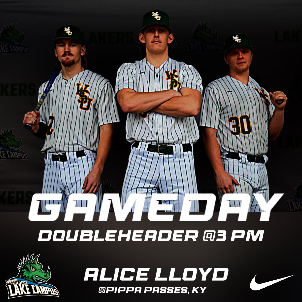 Gameday Doubleheader❗️⚾️ 

🆚<a href="/AliceLloydEagle/">Alice Lloyd College Eagles</a> 
⏰ 3 PM 
📍 Pippa Passes, KY

<a href="/LakeCampus/">Lake Campus</a> <a href="/wsulc_baseball/">Wright State Lake Baseball</a> <a href="/USCAA/">USCAA</a>