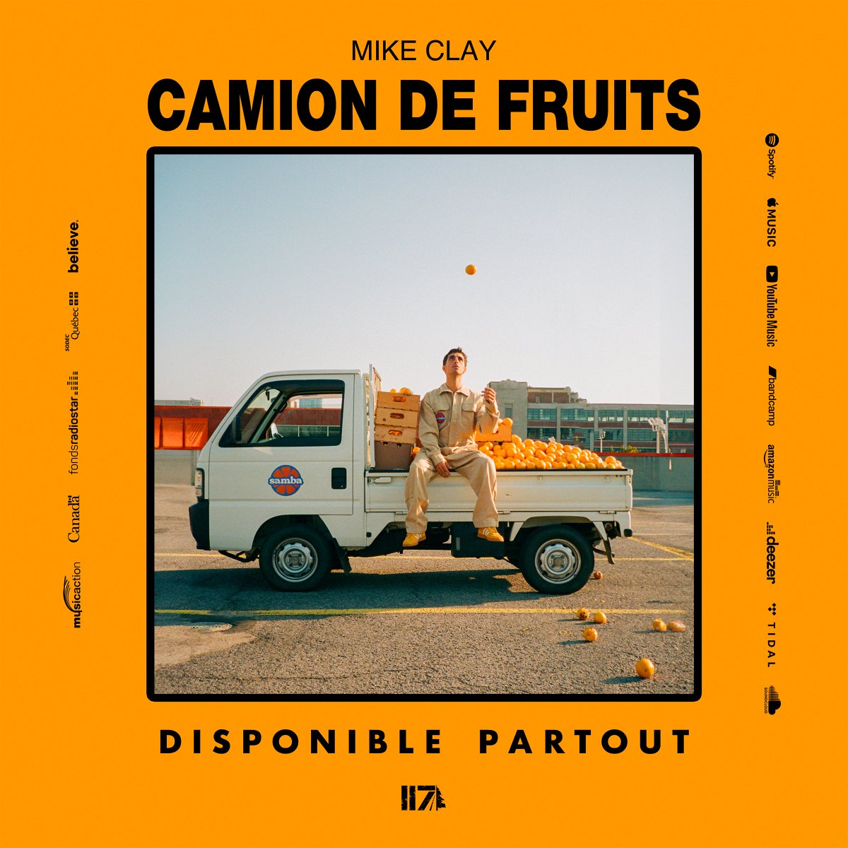 NOUVELLE SIGNATURE 🍊  

Le seul et unique Mike Clay arrive comme le « Camion de fruits » avec ce premier extrait tiré de son album francophone Michael Samba dont la sortie est prévue au printemps : linktr.ee/alldayjam