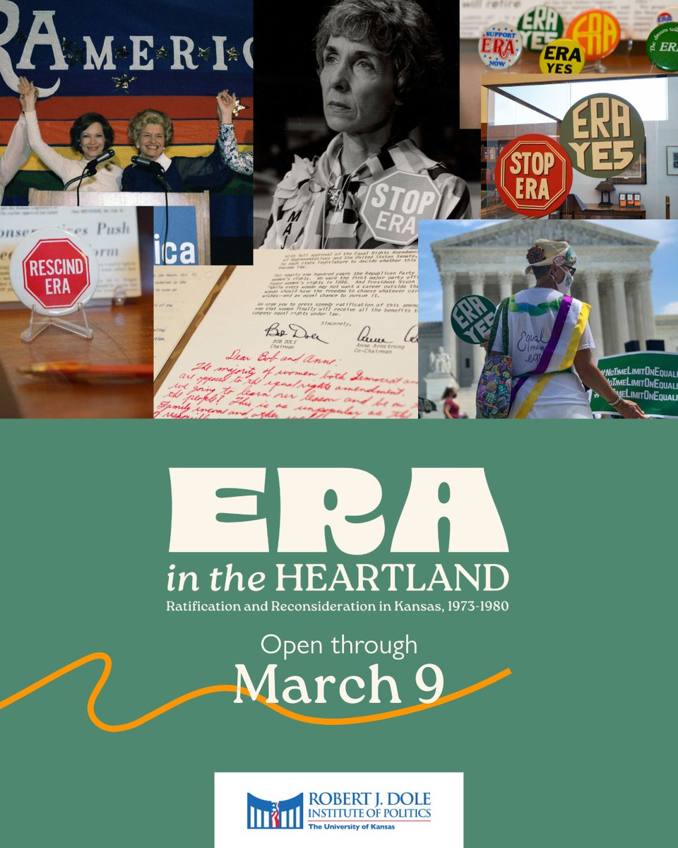 Dole Institute of Politics (@doleinstitute) on Twitter photo ⏰ Time is running out to experience our current special exhibit! See "ERA in the Heartland" in the Elizabeth Dole Gallery & Reading Room before it closes on March 9 to prepare for a new exhibit. Visit the link in our bio to plan your visit to our Museum & Galleries today! ⏰ Time is running out to experience our current special exhibit! See "ERA in the Heartland" in the Elizabeth Dole Gallery & Reading Room before it closes on March 9 to prepare for a new exhibit. Visit the link in our bio to plan your visit to our Museum & Galleries today!