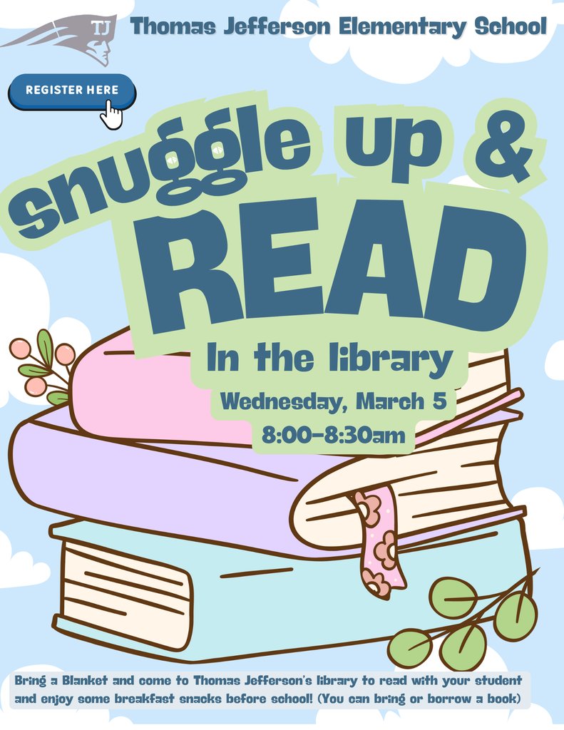 TJPatriotpride (@tpatriotpride) on Twitter photo We still have a few spots left for  Snuggle Up and Read next Wednesday morning!
bit.ly/TJamread
Sign up at bit.ly/TJamread We still have a few spots left for  Snuggle Up and Read next Wednesday morning!
bit.ly/TJamread
Sign up at bit.ly/TJamread