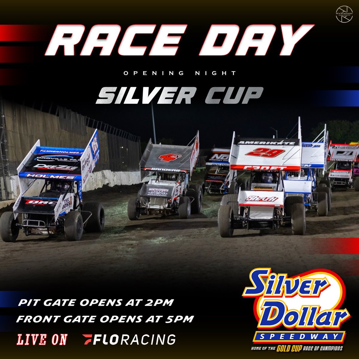 sdspeedway's tweet photo. It’s Race Day! Opening night of Silver Cup is on tap for tonight!

Pit Gates will open at 2pm

Front Gates will open at 5pm

All of the action is LIVE on https://t.co/lOYfq7yNJ5

Join us at Silver Dollar Speedway for some Friday night action… you WON’T want to miss it! https://t.co/4lQFN6cimd