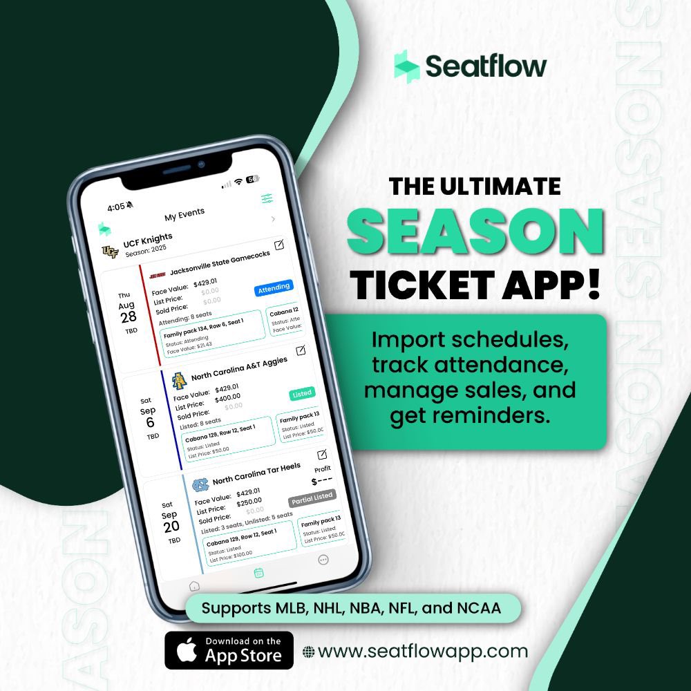 I’m giving away 2 courtside seats to Wednesday’s 🏀 game vs OkSt to one <a href="/Seatflow_app/">Seatflow: Season Tickets App</a> user

Must be a UCF Football season ticket holder!

1️⃣ Download Seatflow &amp; sign up: apps.apple.com/app/apple-stor…

2️⃣ Retweet this and reply with a screenshot (example below)

Winner picked Sunday! 🎟️