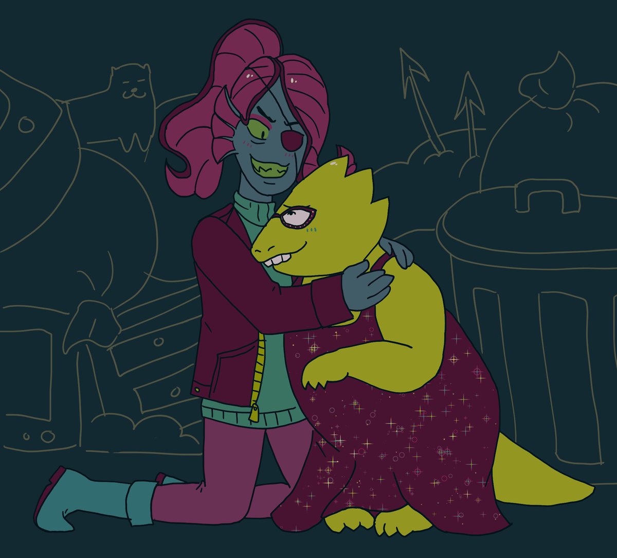 moontidecanvas's tweet photo. [#minifemslashfeb2025]
Day 28 - "Be mine"
Undyne x Alphys - Undertale https://t.co/iyPsBkczLE