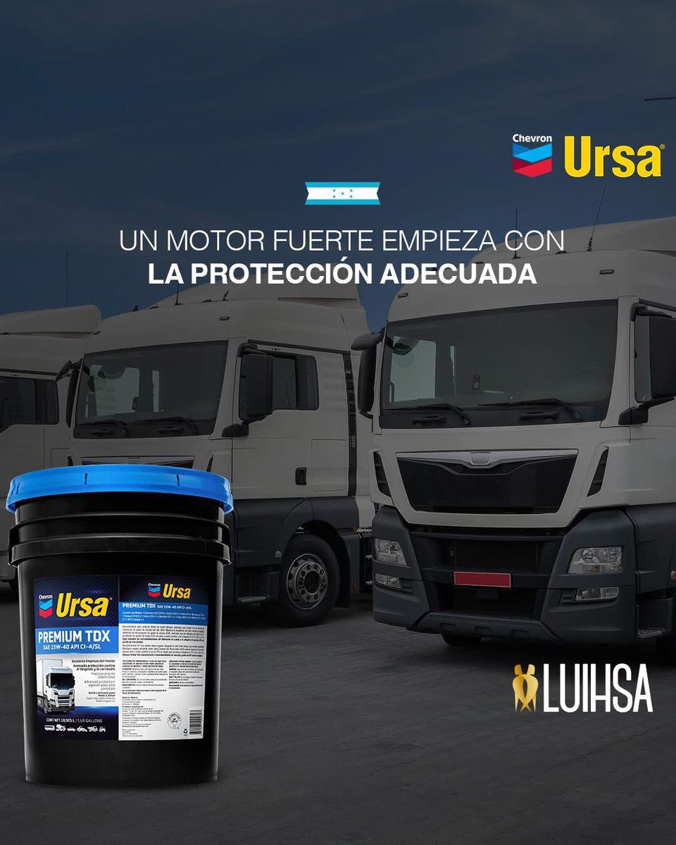 LuihsaHn's tweet photo. Ursa Premium TDX Plus SAE 15W-40 ofrece una experiencia de rendimiento superior:​
🔧 Menores costos operativos.​
🛠️ Rendimiento óptimo del vehículo y tiempos de mantenimiento reducidos, maximizando su uso y eficiencia en cada recorrido.​

#Luihsa ​#Chevron #Ursa https://t.co/FFoLsMMkGL