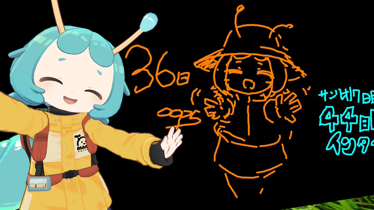 #VRCラジオ体操 
気がついたら、のべ一ヶ月を超えておりました!
参加毎にイルネルちゃんを描くなどをしている。 