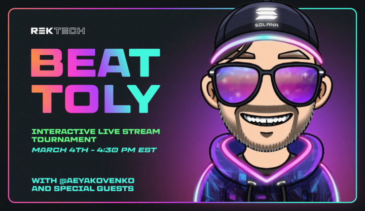 We hit up <a href="/solana/">Solana</a>'s founder to do a tournament (crazy) and he said YES.

BEAT TOLY. MARCH 4TH. 4:30 PM ET. SICK PRIZES.

To allow for this historic event:
🏆S1 will start 3/10
🌟Dream Pass Mint now ends 3/7 at 5PM ET

Want to be able to say you outplayed Toly? Here's your shot.