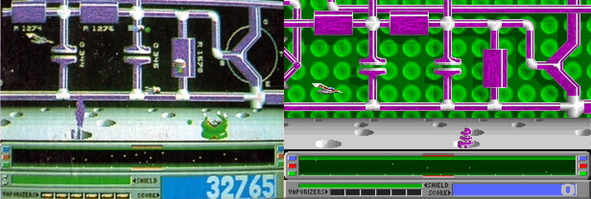 Advertisments and box art for Starray seem to show an early version of the level 4 background.

The numbers next to the shapes made them look even more like electrical circuits than in the final version.