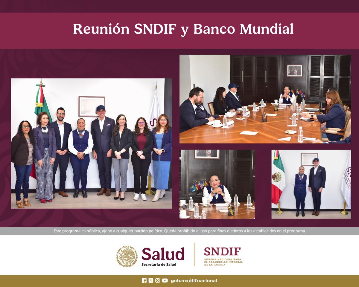 SNDIF (@dif_nmx) on Twitter photo La #TitularSNDIF <a href="/MRocioGP/">María del Rocío García Pérez</a> sostuvo una reunión de trabajo con representantes del <a href="/bancomundialmx/">Banco Mundial México</a>
con el objetivo de fortalecer los vínculos de acción a favor de los grupos prioritarios de México. La #TitularSNDIF <a href="/MRocioGP/">María del Rocío García Pérez</a> sostuvo una reunión de trabajo con representantes del <a href="/bancomundialmx/">Banco Mundial México</a>
con el objetivo de fortalecer los vínculos de acción a favor de los grupos prioritarios de México.