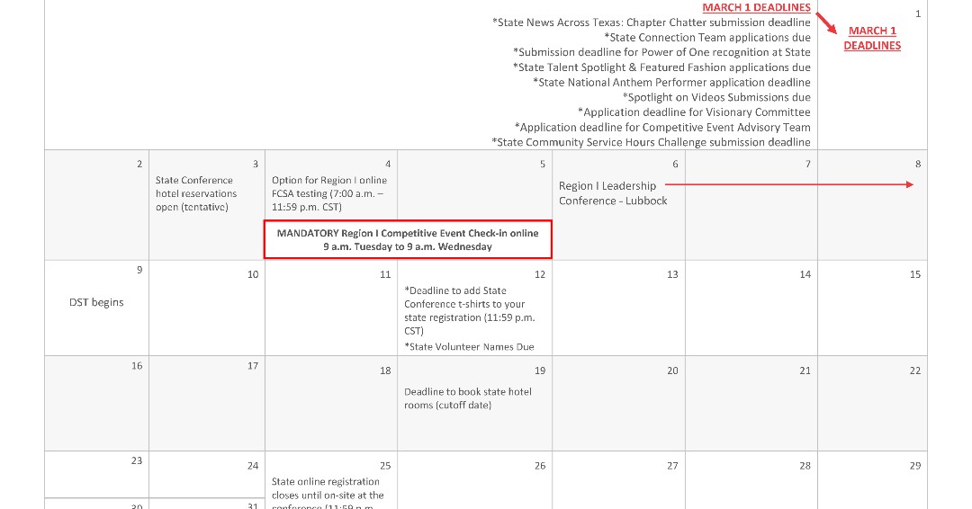 Here's what's going on in March with Texas FCCLA!