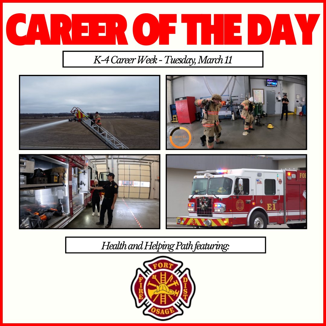 Fort Osage (@fortosageschool) on Twitter photo As we continue our K-4 Career Week, students will learn about the health and helping pathway featuring <a href="/fortosagefire/">Fort Osage Fire Protection District</a> As we continue our K-4 Career Week, students will learn about the health and helping pathway featuring <a href="/fortosagefire/">Fort Osage Fire Protection District</a>