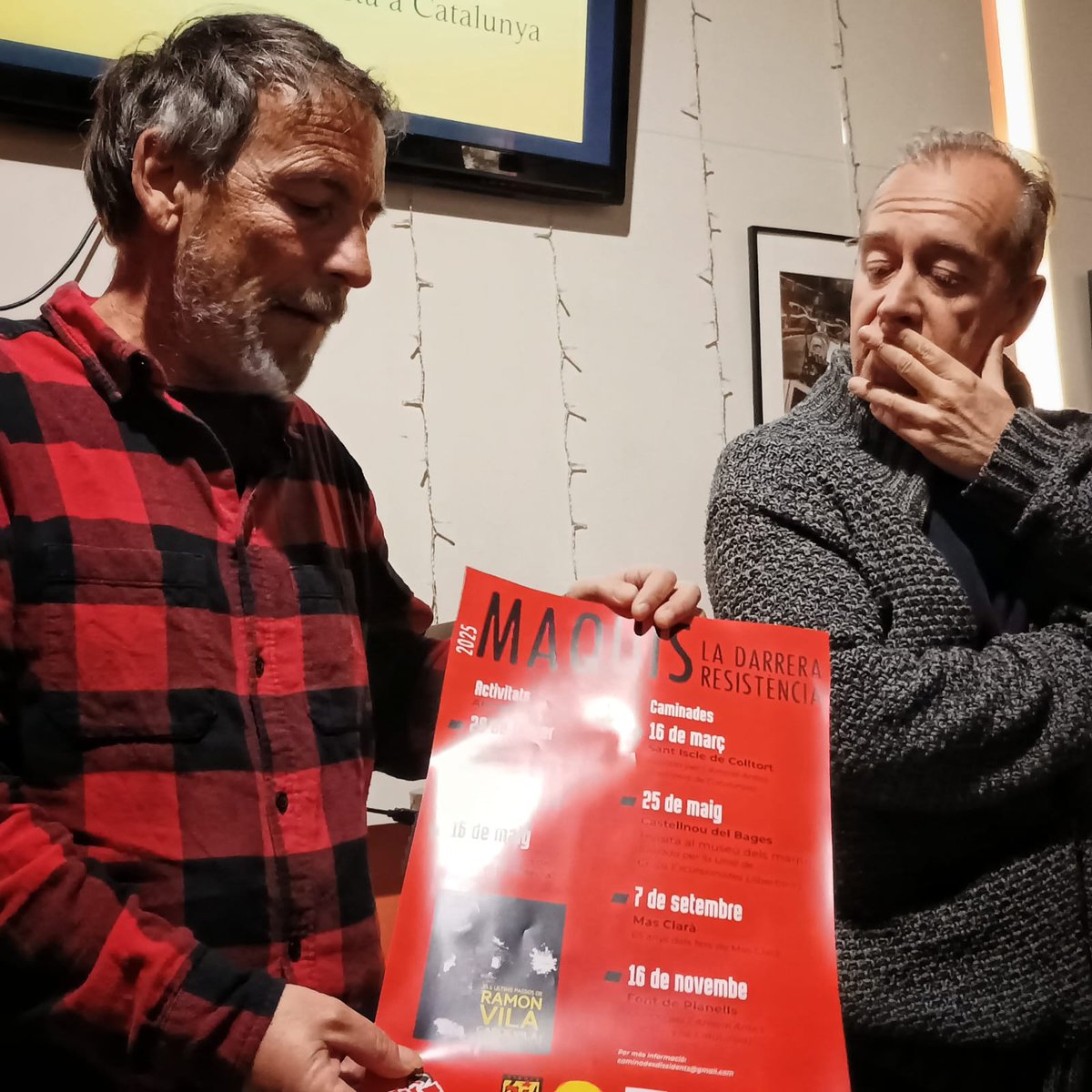 Gràcies a totes les que avui heu vingut a la presentació de les caminades i activitats d'aquest 2025. 
Agraïments també a l'<a href="/Ateneu24dejuny/">Ateneu 24 de juny</a> , <a href="/CisquetMaqui/">#AmicalAnticsGuerrillersdeCatalunya</a> !

Ens veiem el 16 de març a la primera caminada Sant Iscle de Colltort!