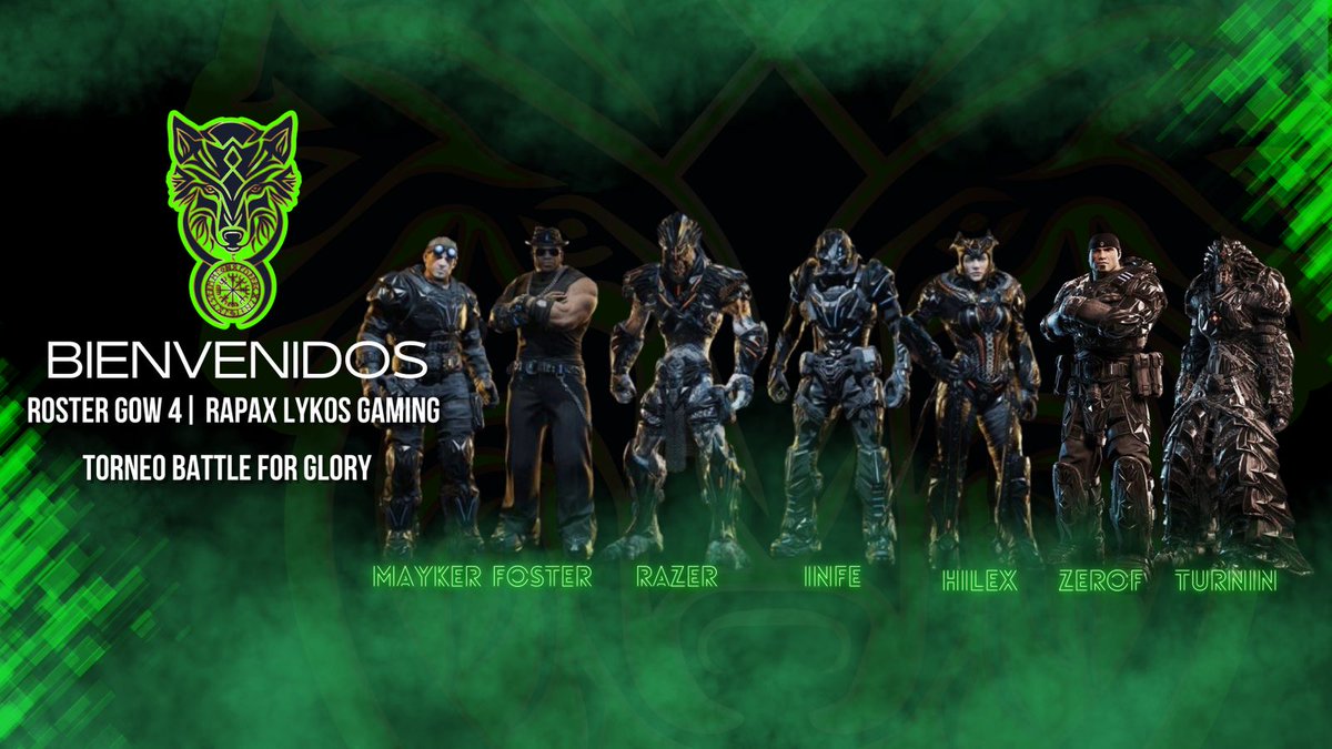¡El día de hoy tenemos una gran noticia para todos ustedes! Queremos anunciar oficialmente nuestro roster de Gears of War, un equipo que hemos formado con mucho esfuerzo, dedicación y pasión por la competencia.

hy daremos un gran paso al disputar nuestro primer torneo del año.
