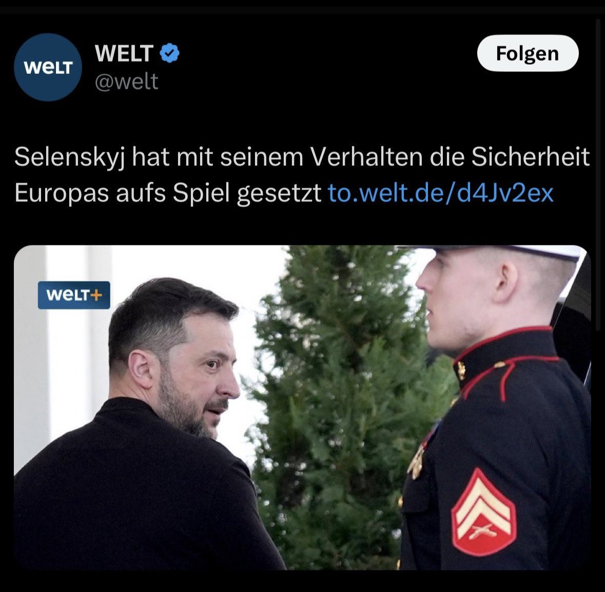 Nein, Selenskyij verteidigt die Freiheit Europas. Das war auch immer die Position der WELT, wie ich sie kannte.