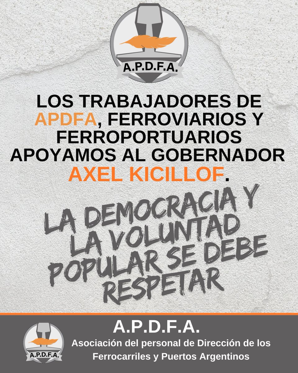 LOS TRABAJADORES DE APDFA, FERROVIARIOS Y FERROPORTUARIOS APOYAMOS AL GOBERNADOR
AXEL KICILLOF.
LA DEMOCRACIA Y LA VOLUNTAD POPULAR SE DEBE RESPETAR.
<a href="/ApdfaAdrian/">Silva Adrian Apdfa</a> 
<a href="/Kicillofok/">Axel Kicillof</a> 
<a href="/ApdfaListaGris/">APDFA LISTA GRIS</a> 
<a href="/APDFApuertosOK/">APDFA Ferroportuarios</a> 
<a href="/Apdfaturismo/">Apdfa Turismo</a> <a href="/JApdfa/">Juventud Sindical Apdfa</a>