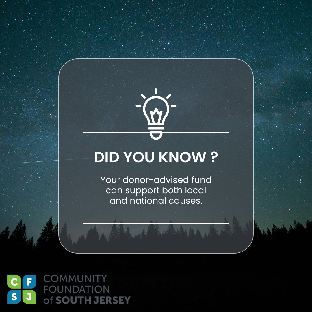 Establishing a donor-advised fund allows you to support causes and charities that are close to your heart, whether at a local level, or across the country. Your donations make a big impact, regardless of how far they travel.

#LiveGiveLoveSJ #CharitableGiving #Philanthropy