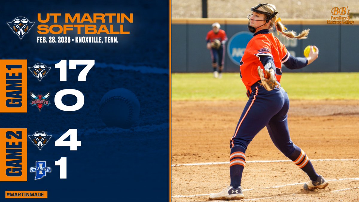 . (@ethan_reclaim) on Twitter photo It was a BIG day for the <a href="/UTMSoftball/">UT Martin Softball</a> team in Knoxville, as it swept the day by downing Delaware State and Indiana State.
The Skyhawks take on the 7th-ranked Lady Vols Saturday at 11:30 a.m.
📰: tinyurl.com/s3p4v3rs
#MartinMade It was a BIG day for the <a href="/UTMSoftball/">UT Martin Softball</a> team in Knoxville, as it swept the day by downing Delaware State and Indiana State.
The Skyhawks take on the 7th-ranked Lady Vols Saturday at 11:30 a.m.
📰: tinyurl.com/s3p4v3rs
#MartinMade