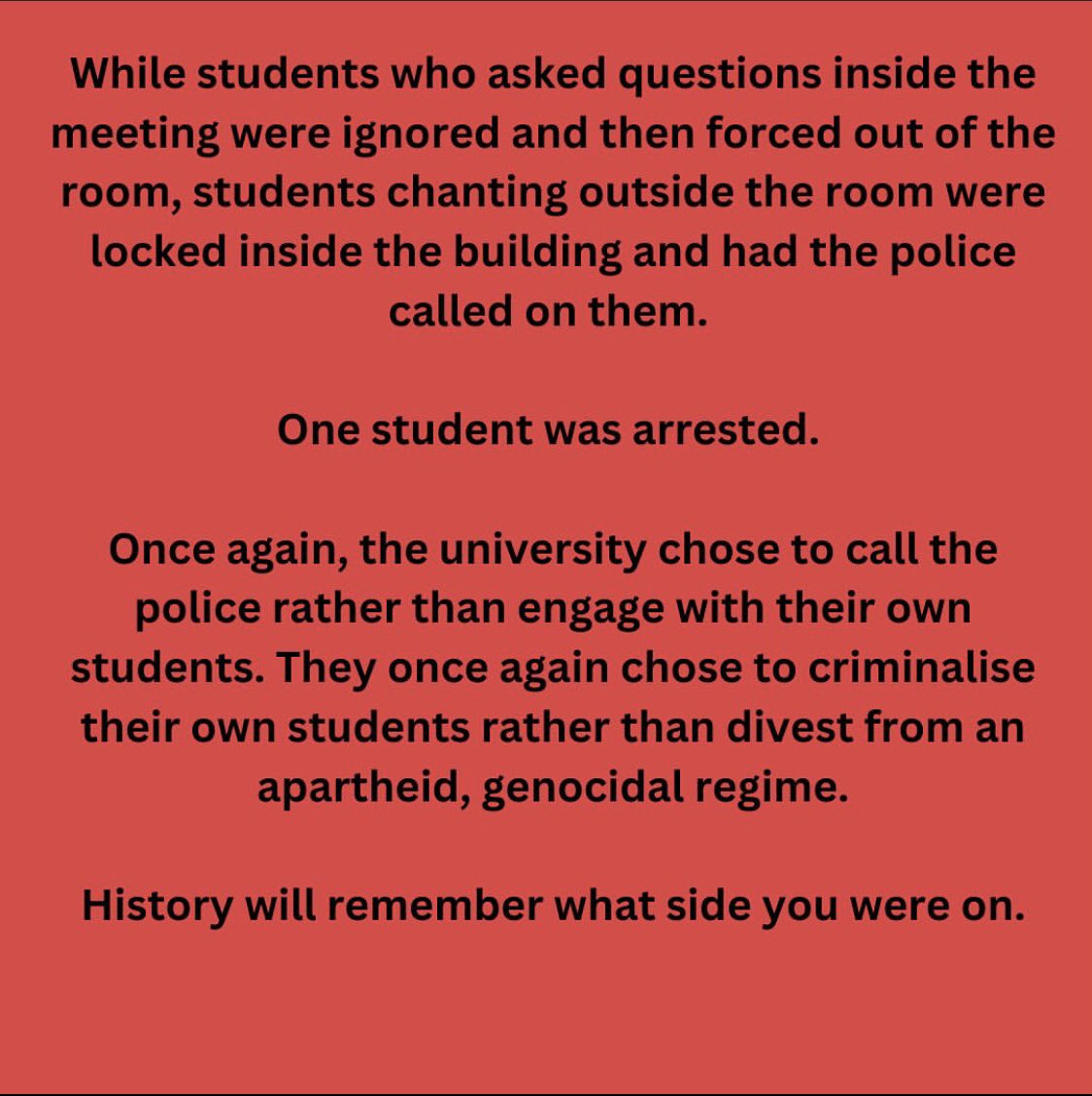 On Wednesday the 26th of February, the Students of Alareer Square disrupted the launch of the Interdisciplinary Centre for Sustainability Research opening up with the Uni of Liverpool, which hosted Tim Jones and the Director of IBM Research Europe. Read our statement on it below