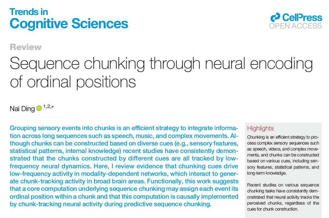 Sequence chunking through neural encoding of ordinal positions

Review by Nai Ding
tinyurl.com/2s4dd6an