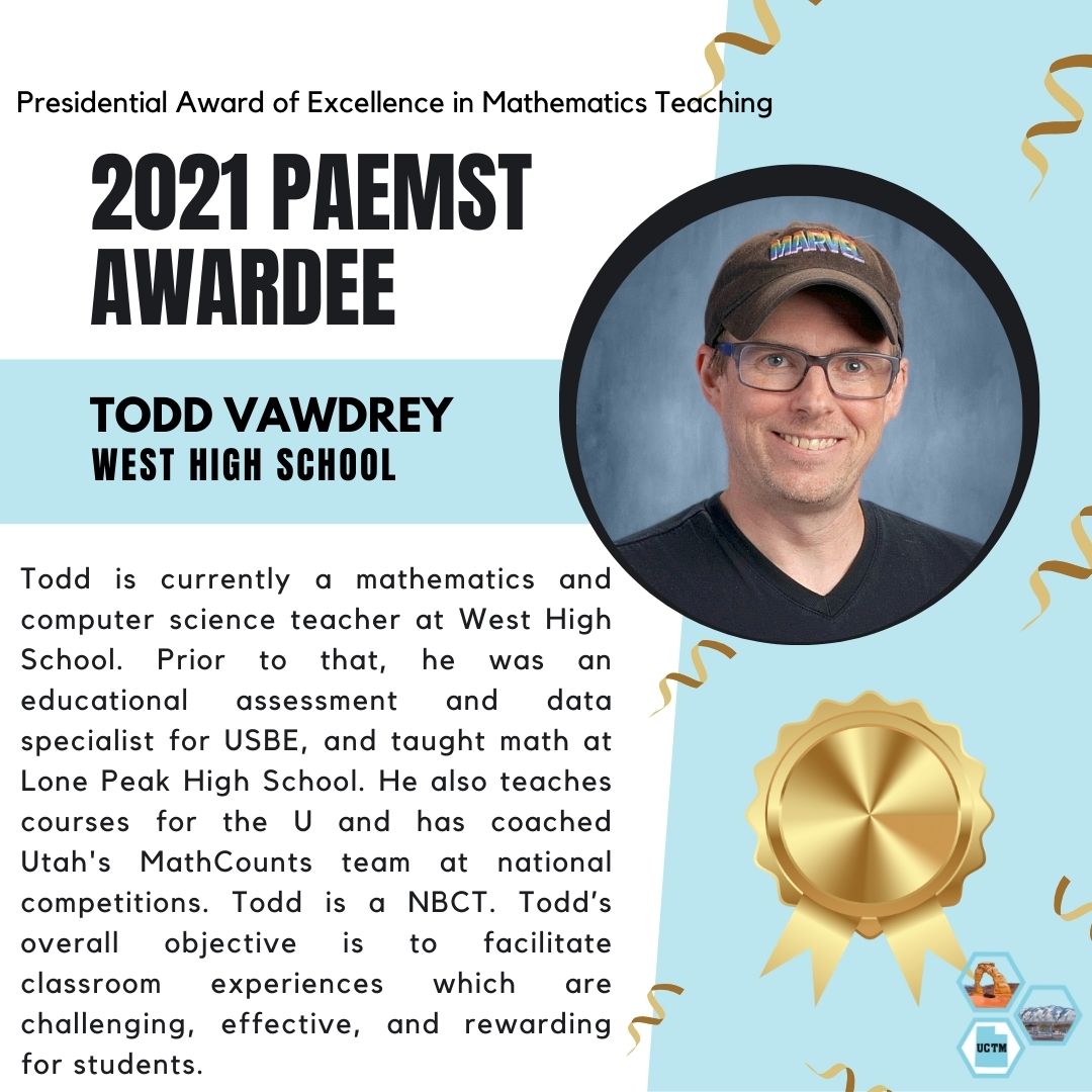 UCTM_math's tweet image. Better late than never! 🎉

We’re honored to celebrate Todd’s outstanding contributions to mathematics education. Congratulations, Todd! 🎊👏

#PAEMST #MathEducation #BetterLateThanNever #CelebratingExcellence #UCTM