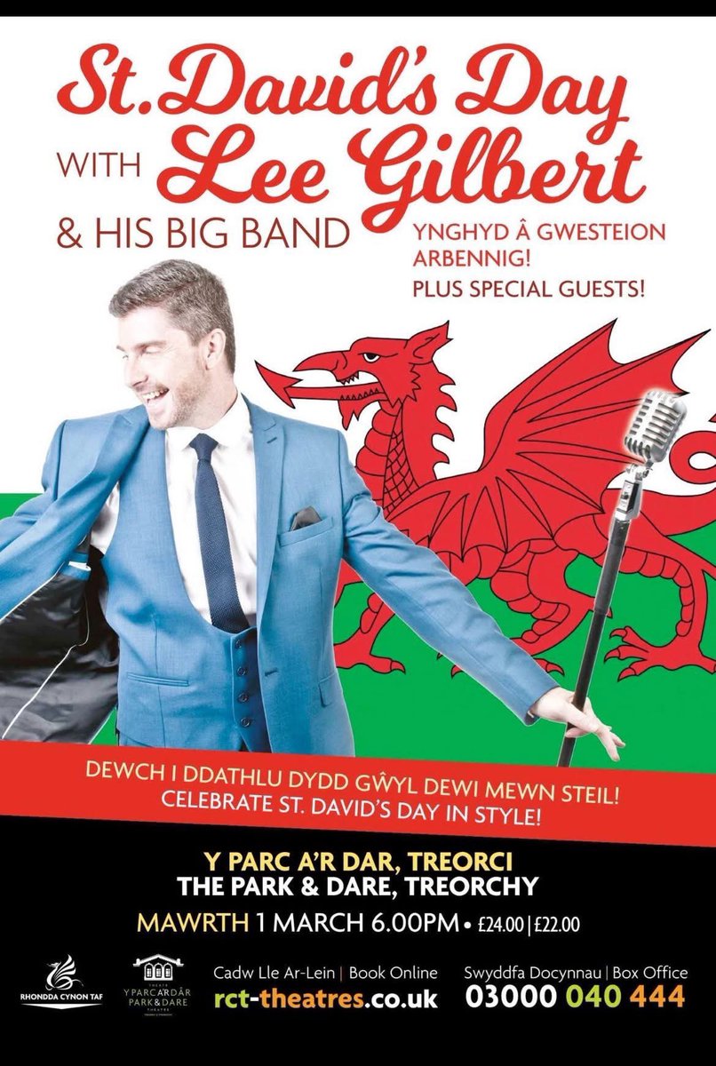 Andrew Dowling (@andrewdowling84) on Twitter photo Super excited to be asked by <a href="/LeeMGilbert/">Lee Gilbert</a> to open up the St David’s Day concert at the Treorchy Parc and Dare Theatre 🎭 
Lee always puts on a fabulous show with his big band so this is one not to be missed ❤️
What a way to celebrate being 🏴 💪🏻
rct-theatres.co.uk/event/st-david… Super excited to be asked by <a href="/LeeMGilbert/">Lee Gilbert</a> to open up the St David’s Day concert at the Treorchy Parc and Dare Theatre 🎭 
Lee always puts on a fabulous show with his big band so this is one not to be missed ❤️
What a way to celebrate being 🏴 💪🏻
rct-theatres.co.uk/event/st-david…