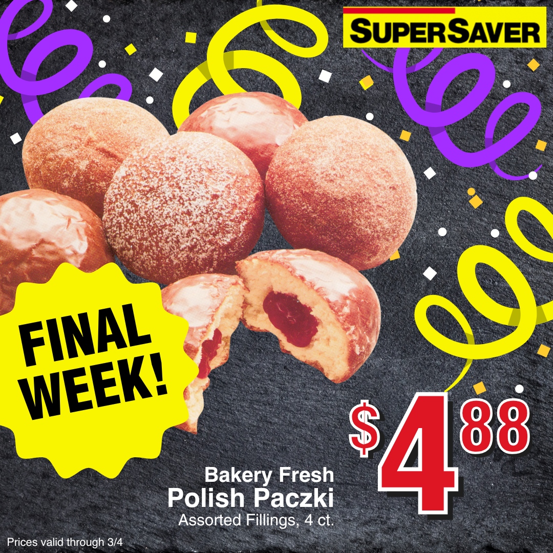 🎭 Last Call for Paczki! 🎭

Mardi Gras is almost here, and so is your last chance to grab our delicious, fluffy paczki! Get them now before they’re gone for the season!

#paczki #FatTuesday #MardiGras #Celebrate #SaveBig #budgetgrocery #groceryhaul #SuperSaver