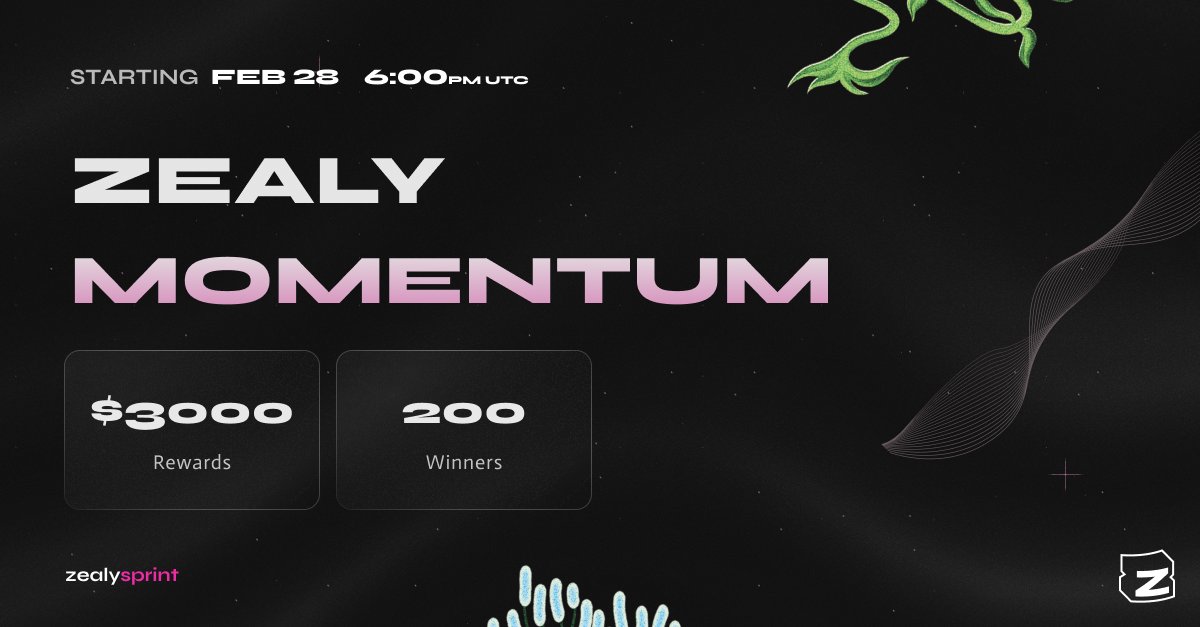 Zealy (@zealy_io) on Twitter photo Our new <a href="/zealysprints/">Zealy Sprints</a> sprint is live and it's better than ever! ๐
20+ participating communities
3000$ worth of rewards
Join in and discover communities who are building with us.
shoutout to communities who made this happen:
<a href="/icphub_DE/">ICP HUB Germany - DeArk</a>
<a href="/turtleclubhouse/">TurtleLover</a>
<a href="/browser_cash/">Browser Cash</a> Our new <a href="/zealysprints/">Zealy Sprints</a> sprint is live and it's better than ever! ๐
20+ participating communities
3000$ worth of rewards
Join in and discover communities who are building with us.
shoutout to communities who made this happen:
<a href="/icphub_DE/">ICP HUB Germany - DeArk</a>
<a href="/turtleclubhouse/">TurtleLover</a>
<a href="/browser_cash/">Browser Cash</a>
