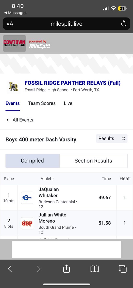 ayoojaq's tweet image. Fossil ridge pather relays 2nd 400 of the season 49.67 and 1 triple jump of the season 43-0🥇🥇🥈🥉