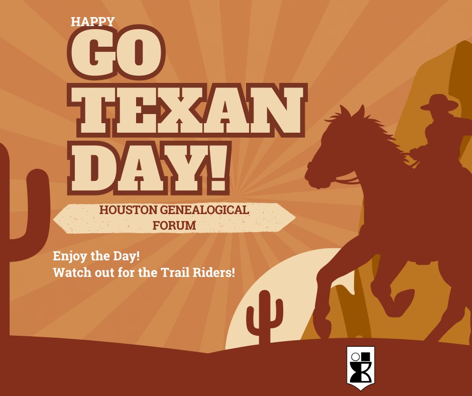 _hgftx_'s tweet image. 🤠🌵 Happy Go Texan Day from the Houston Genealogical Forum! 🤠

Dust off those boots, grab your cowboy hats, and celebrate Texas heritage with us!✨

And don’t forget—tomorrow is our March 1st seminar on AI &amp;amp; Genealogy with Blaine Bettinger!

#GoTexanDay #HGFTX #Genealogy