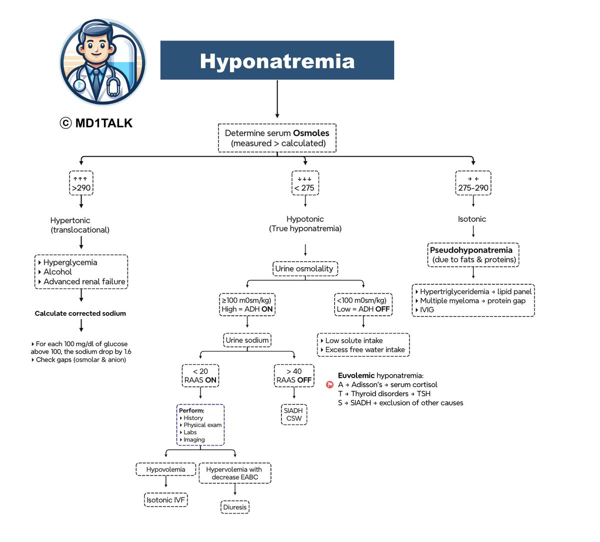 md1talk's tweet photo. موضوع hyponatremia يعتبر موضوع كبير ومهم في الباطنة ! 

تعالوا بكم دقيقة نشرح ابروتش للموضوع ونركز على المهم في الاختبارات وبطريقة إكلينيكية وسهلة  👌🤩 https://t.co/MKwg65ekir