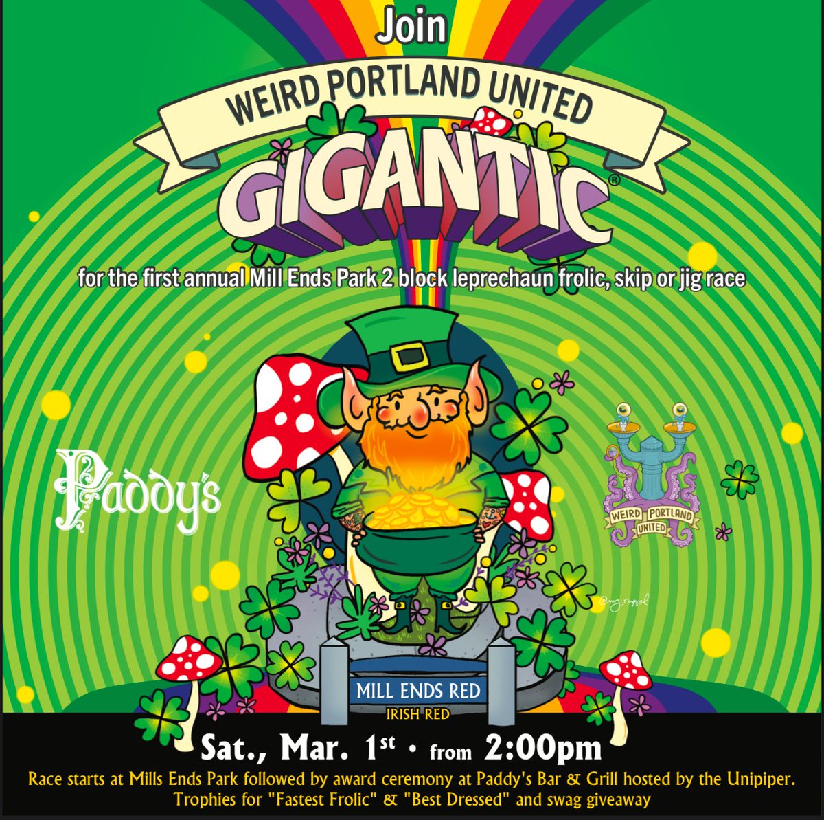 The Unipiper (@theunipiper) on Twitter photo 🏃♂️🏃♀️🏁Don't miss Portland's shortest race for the world's smallest park, happening tomorrow, at Mill Ends!🌈 It's a 0.15k dash to Paddy's to celebrate the release of Mill Ends Irish Red, the latest collab between <a href="/GiganticBrewing/">GiganticBrewing</a> and <a href="/WeirdPDXUnited/">Weird Portland United</a>. #pdx #portland #beer 🏃♂️🏃♀️🏁Don't miss Portland's shortest race for the world's smallest park, happening tomorrow, at Mill Ends!🌈 It's a 0.15k dash to Paddy's to celebrate the release of Mill Ends Irish Red, the latest collab between <a href="/GiganticBrewing/">GiganticBrewing</a> and <a href="/WeirdPDXUnited/">Weird Portland United</a>. #pdx #portland #beer