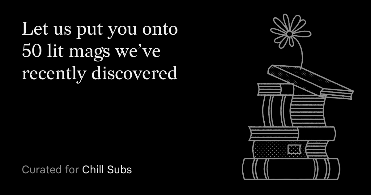 chillsubs's tweet photo. These Lit Mags just came across our radar, maybe they've been on yours for awhile? If not, they're cool so they should be.

Mags here: https://t.co/VAzVunkDyH 
 
#writingcommunity https://t.co/0tUKLfq4YD