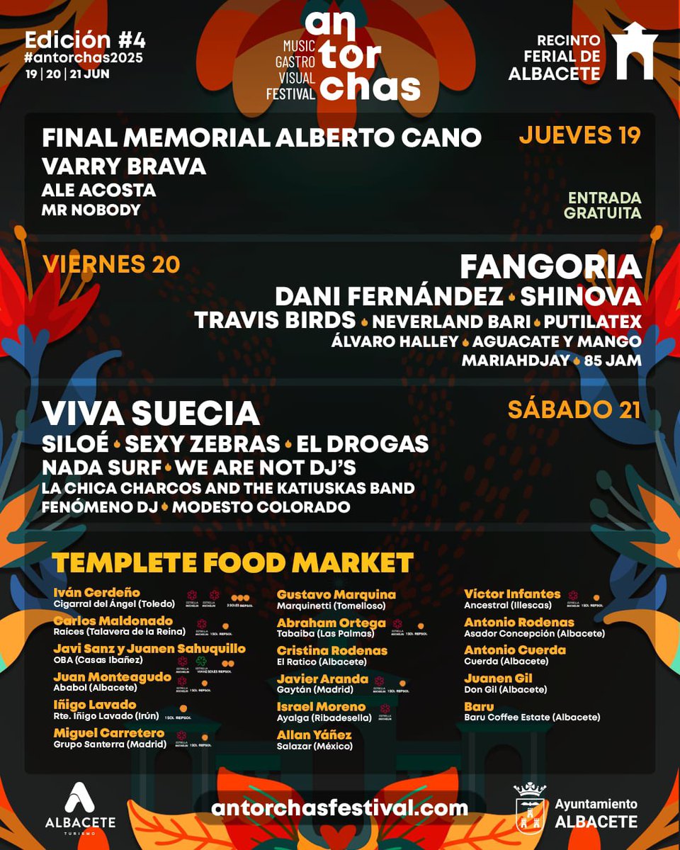 Cartel por días del ANTORCHAS 
Viernes 20 de Junio en ALBACETE