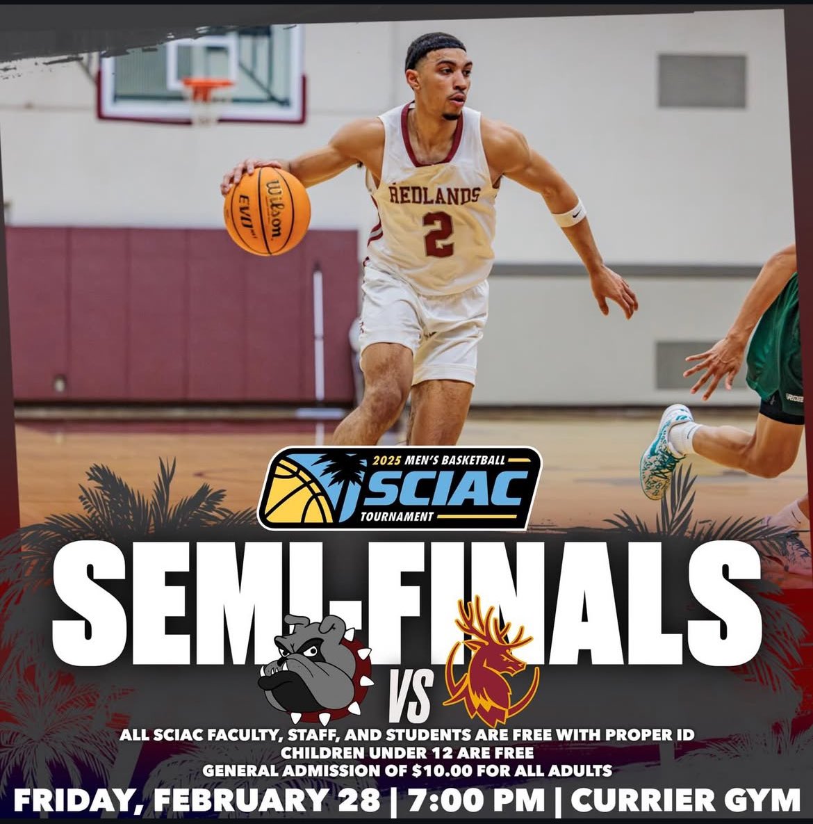 On the call tonight for University of Redlands huge SCIAC tournament semifinals matchup. Tune in tonight @ 7 PM! #sciac #d3hoops 

🆚 Claremont Mudd-Scripps 
🕰️: 7 PM 
WATCH: sciacnetwork.com/?B=2219301