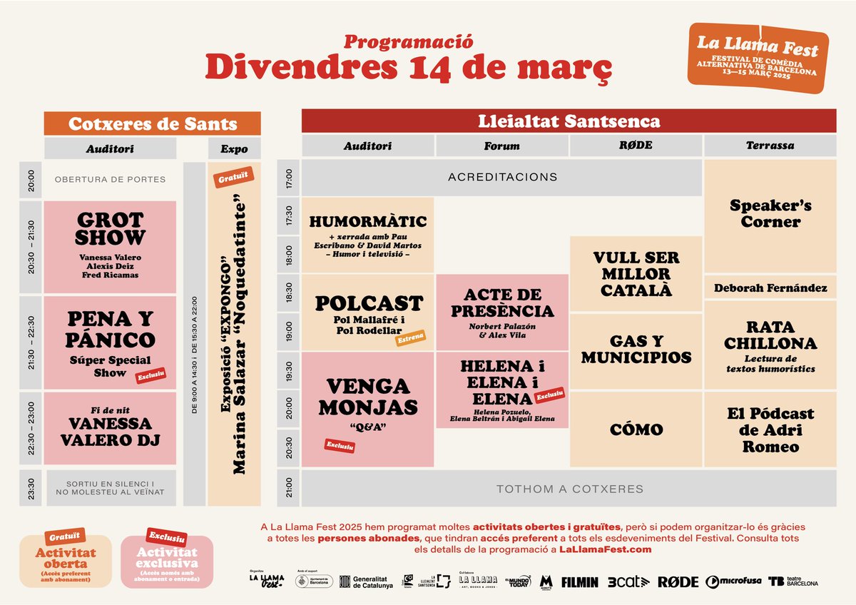 Hola! 🦙🔥 Encara queda algú per aquí que no sigui naz1? 🙋🏼 Si no ho ets, recorda que ara només ens comuniquem via 🦋i insta. Alla trobaràs tota la informació dels 50 espectacles que formen part del Festival de Comèdia de Barcelona 🕵️‍♂️ lallamafest.com