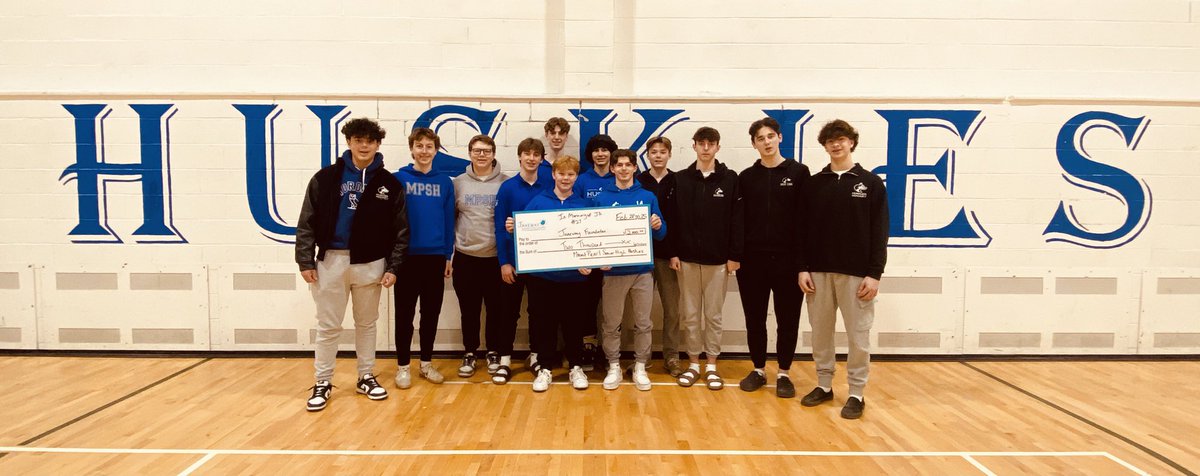 Today is a good day. On behalf of Huskies for Heroes, our annual wake-a-thon fundraiser, &amp; in memory of JD Trainor, MPSH just donated $2000 to the Janeway Foundation. JD’s closest friends &amp; teammates, all of who are proud MPSH student atheletes, came out for the presentation. #27