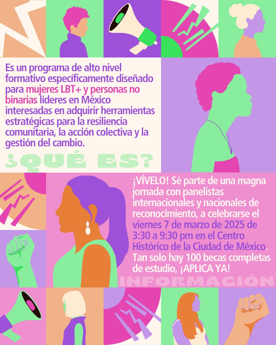 👩‍🏫🏳️‍⚧️🏳️‍🌈 Fortalece habilidades de liderazgo, redes de apoyo y estrategias de respuesta ante la adversidad, asegurando que tu voz siga impulsando la democracia y la acción transformadora en México. 

✨🔝 Un programa de alto nivel con panelistas expertas en participación política a