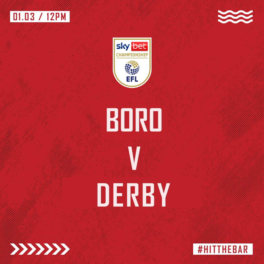 HIT THE BAR (@hitthebarltd) on Twitter photo #HitTheBar tomorrow from 12PM for <a href="/Boro/">Middlesbrough FC</a> v <a href="/dcfcofficial/">Derby County</a> ⚽️
We will be open both before & after the game including our Outdoor Bar! 🍺
1 Bridge Street East.
#UTB #HitTheBar tomorrow from 12PM for <a href="/Boro/">Middlesbrough FC</a> v <a href="/dcfcofficial/">Derby County</a> ⚽️
We will be open both before & after the game including our Outdoor Bar! 🍺
1 Bridge Street East.
#UTB