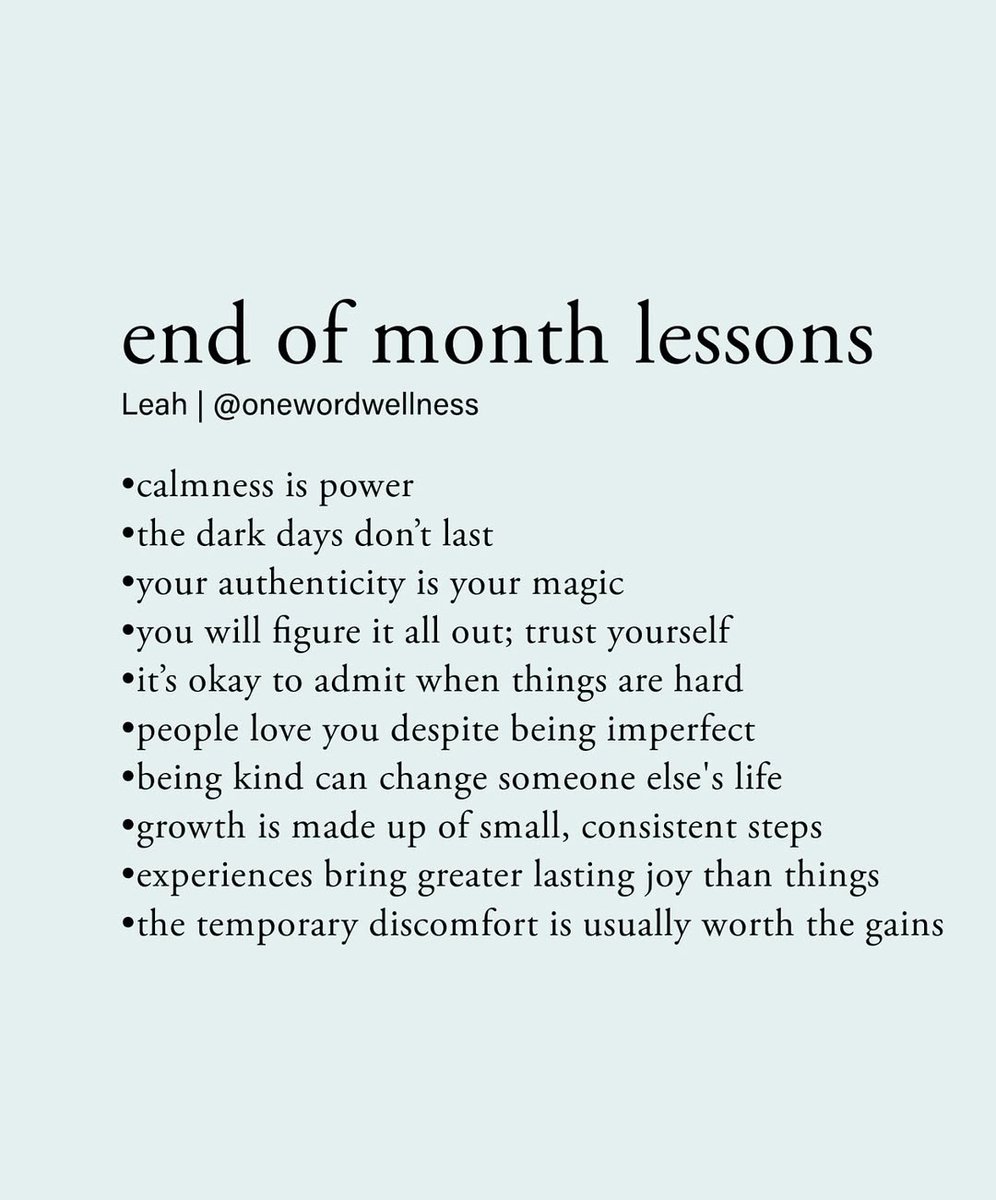 End of month lessons