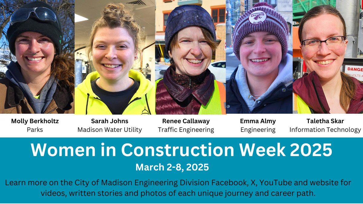 The City of Madison Engineering Division, in partnership with the Parks Division, Traffic Engineering Division, Madison Water Utility and Information Technology, is proud to join the nationally-recognized Women in Construction Week, March 2-8, 2025.
cityofmadison.com/news/2025-02-2…