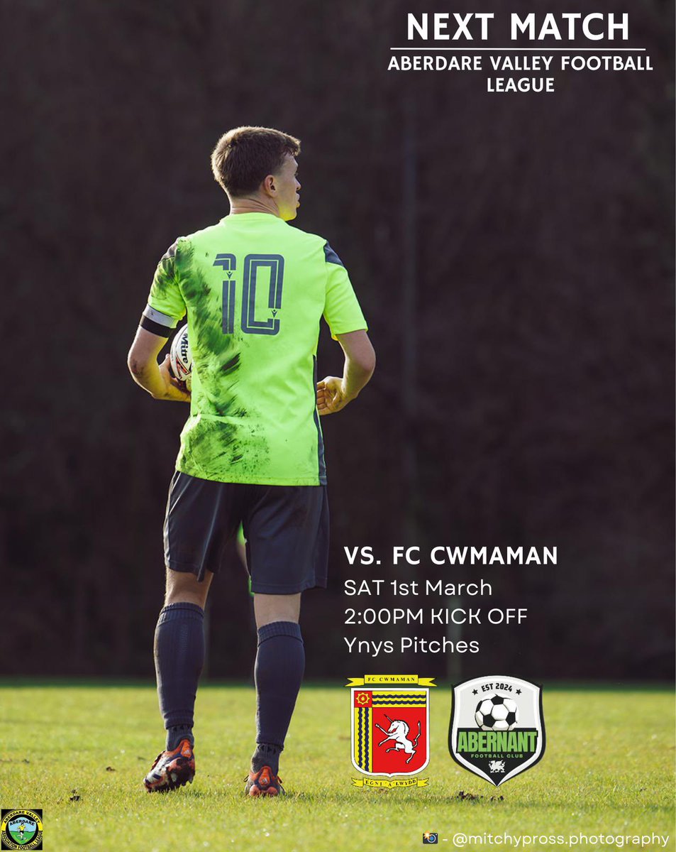 Abernant FC (@abernantfc) on Twitter photo The boys look to continue the recent form tomorrow as we face league contenders <a href="/FC_Cwmaman/">FC_Cwmaman</a> reserves away.
📍Ynys Playing Fields
🗓️01/03/25
⚽️2pm kick off
Come down and support the boys in what’s expected to be a tough battle.
#UppaNant 💚🤍 The boys look to continue the recent form tomorrow as we face league contenders <a href="/FC_Cwmaman/">FC_Cwmaman</a> reserves away.
📍Ynys Playing Fields
🗓️01/03/25
⚽️2pm kick off
Come down and support the boys in what’s expected to be a tough battle.
#UppaNant 💚🤍