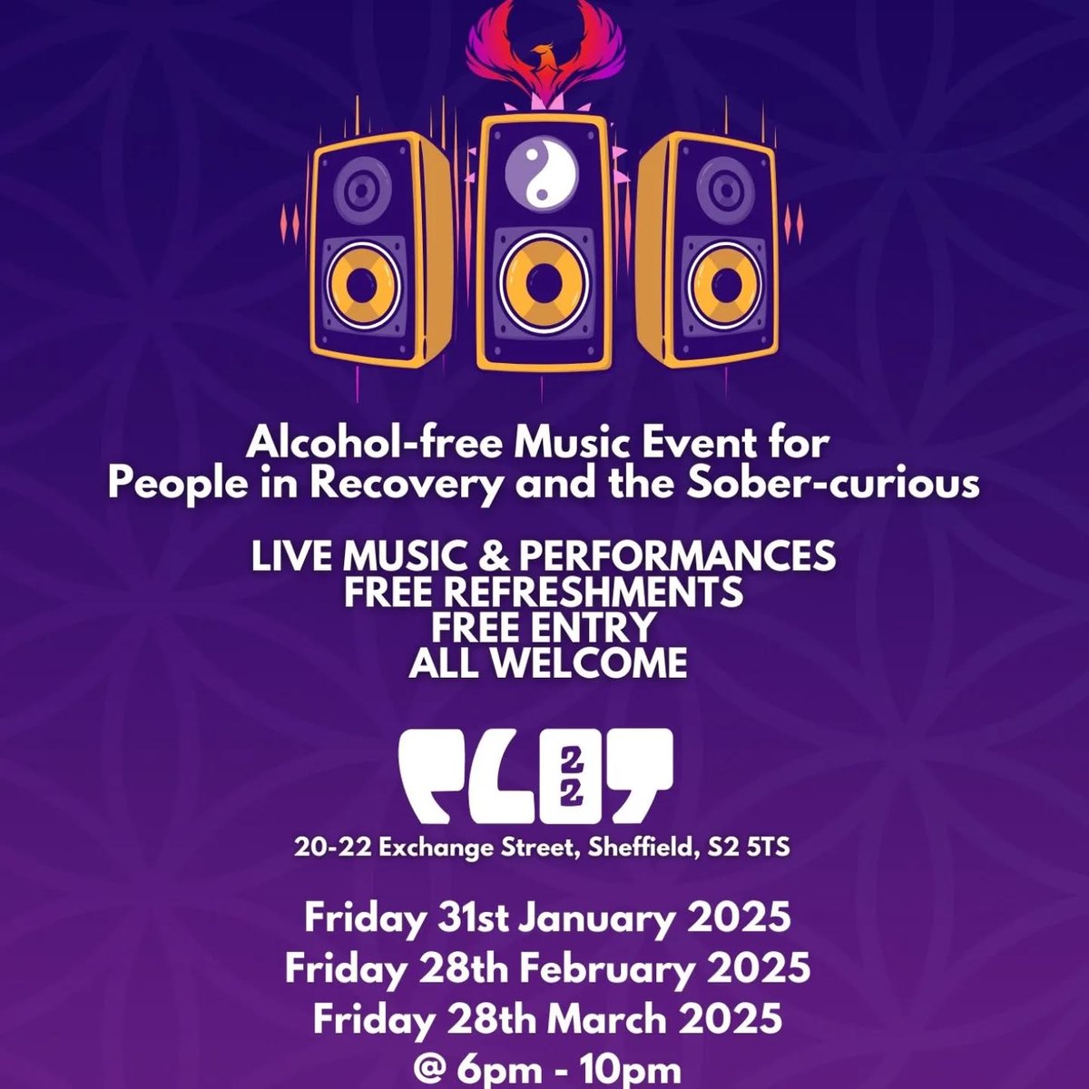 #friday SOBER RAVERS! 
RiteTrax are hosting a Sober Social Plot 22 - 

6pm - 10pm

ENJOY 🎉🎶🎵🤩

#soberliving #sobercommunity #alcoholfree #sheffieldissuper

<a href="/SYorksHA/">South Yorkshire Housing Association</a> Rotherham Recovery Community ROADS Provided By WithYou @WithYou