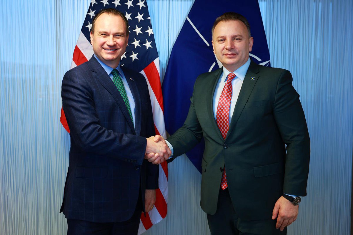 U.S. Mission to NATO (@usnato) on Twitter photo Yesterday, Chargé d'Affaires Scott Oudkirk hosted #Kosovo Ambassador to NATO @astritzemaj at <a href="/USNATO/">U.S. Mission to NATO</a>, where they discussed how a secure Western Balkans is important to shared prosperity.
Chargé Oudkirk also congratulated Amb. Zemaj on Kosovo's 17th anniversary of independence, Yesterday, Chargé d'Affaires Scott Oudkirk hosted #Kosovo Ambassador to NATO @astritzemaj at <a href="/USNATO/">U.S. Mission to NATO</a>, where they discussed how a secure Western Balkans is important to shared prosperity.
Chargé Oudkirk also congratulated Amb. Zemaj on Kosovo's 17th anniversary of independence,