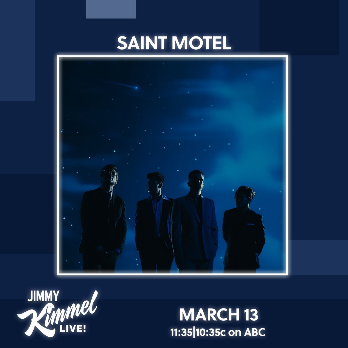 SaintMotel's tweet photo. We are so excited to be playing @jimmykimmel on March 13th! 💫💫💫 

Tune in for the Symphony in the Sky live ♡♡♡ https://t.co/fxTSRDDpIU