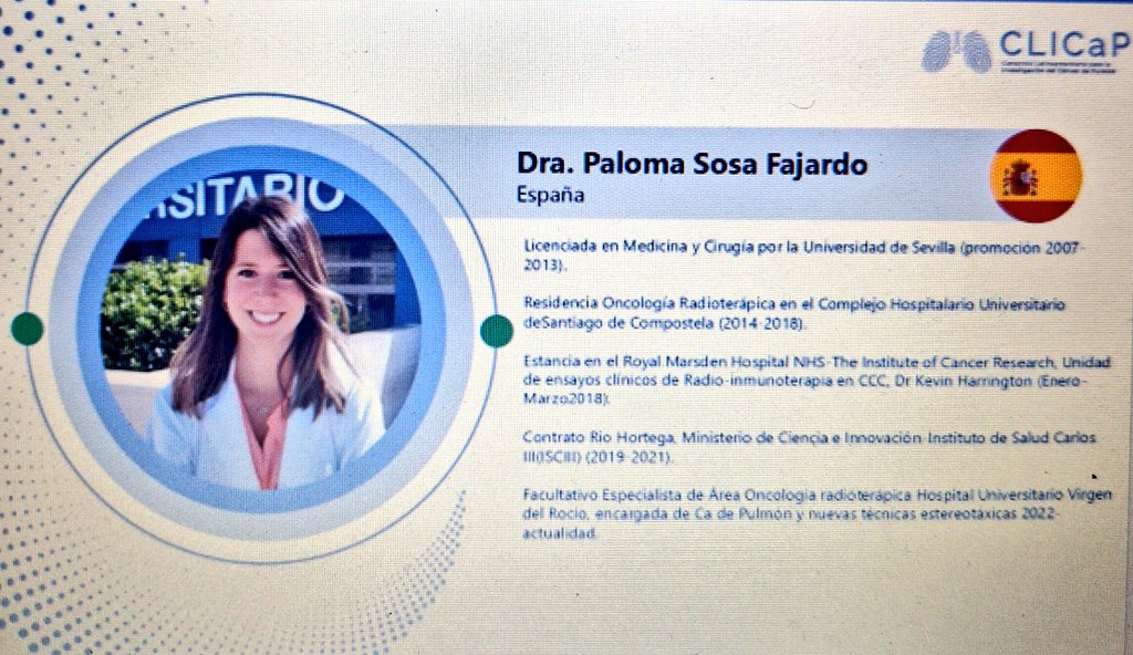 Presentamos en el Congreso Iberoamericano 🌎 <a href="/CLICaP_/">CLICaP</a> los últimos estudios de radioterapia en metástasis cerebrales 🧠💥. Investigamos su combinación con inhibidores de tirosinquinasa 💊🧬 e inmunoterapia 🛡 para mejorar los resultados🚀 #CáncerDePulmón #Investigación